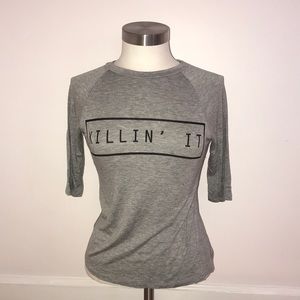 Gray quarter length sleeve shirt
